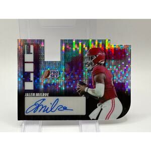 2025 Leaf Pro Set Metal Jalen Milroe LIT Die Cut Auto 8/10 SP Case Hit Seahawks